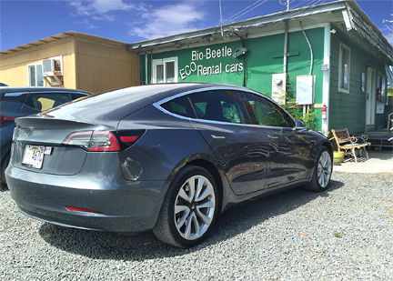 2018 Tesla model 3 rental car on Maui